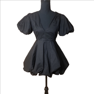 The Vintage Shop Black Puff Sleeve Mini Dress, Size Small